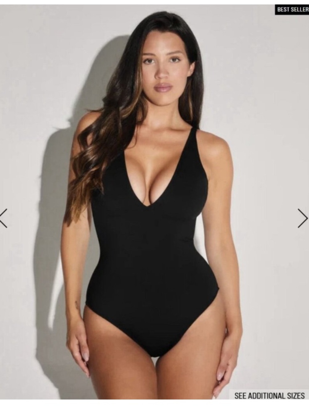 NWOT TA3 Plungey V-Neck Black One-Piece Swim corset shapewear Med reg/long